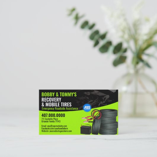 Instandsetzung des Auto für die Erholung im Straße Visitenkarte (Stehend Vorderseite)