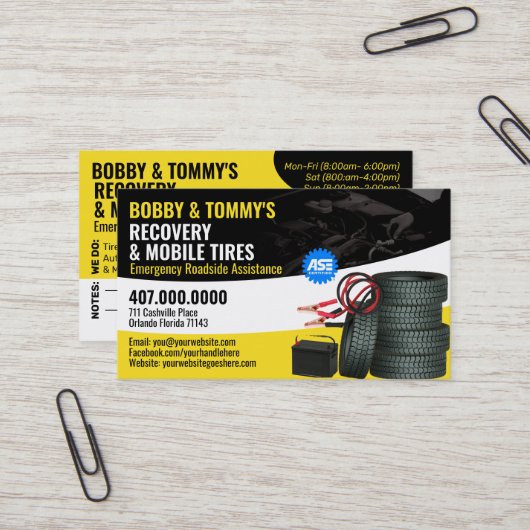 Instandsetzung des Auto für die Erholung im Straße Visitenkarte (Vorderseite/Rückseite Beispiel)