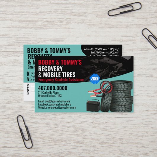 Instandsetzung des Auto für die Erholung im Straße Visitenkarte (Vorderseite/Rückseite Beispiel)