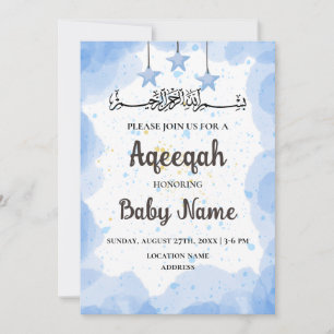 Instant Blue Aqeeqah Aqiqah Einladungskarte Einladung