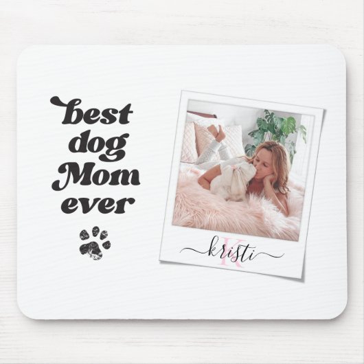 Instant Camera Best Hund Mama je weiß Mousepad (Vorne)
