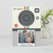 Instant Camera Couple-Foto Datum Position einzigar Save The Date (Stehend Vorderseite)