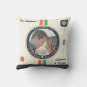 Instant Camera Couple Foto Einzigartiges Jubiläum Kissen (Rückseite)