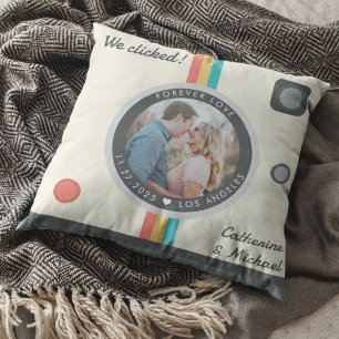Instant Camera Couple Foto Einzigartiges Jubiläum Kissen