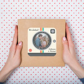 Instant Camera Couple Foto Save the Date einzigart Quadratischer Aufkleber