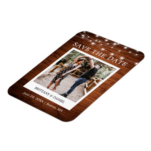 Instant Camera Foto Holzleuchten Save the Date Magnet (Linke Seite)