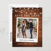 Instant Camera Foto Holzleuchten Save the Date Postkarte (Vorne/Hinten)