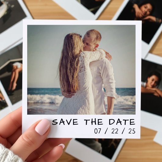 Instant Camera Foto QR Code Retro Hochzeit Save The Date