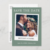 Instant Camera Foto Save the Date grün anzeigen Postkarte (Vorne/Hinten)