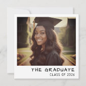 Instant Camera Photo Retro Graduation Ankündigung (Vorderseite)