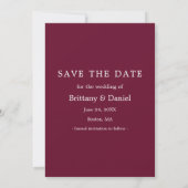 Instant Camera Style Couple Foto Burgundy Save The Date (Rückseite)