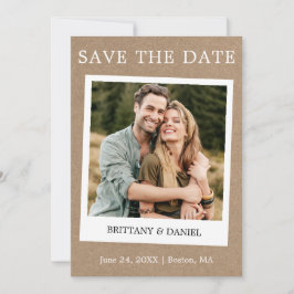 Instant Camera Style Couple Foto Kraft Save The Date