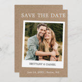 Instant Camera Style Couple Foto Kraft Save The Date (Vorne/Hinten)
