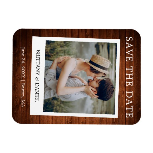 Instant Camera Style Foto Holz Save the Date Magnet (Horizontal)