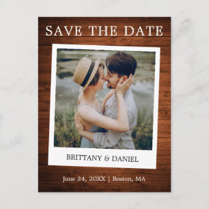 Instant Camera Style Foto Holz Save the Date Postkarte