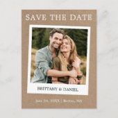 Instant Camera Style Foto Kraft Save the Date Postkarte (Vorderseite)