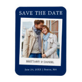 Instant Camera Style Foto Save the Date blau Magnet (Vertikal)