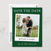Instant Camera Style Foto Save the Date grün Postkarte (Vorne/Hinten)