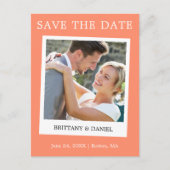 Instant Camera Style Foto Save the Date Koralle Postkarte (Vorderseite)