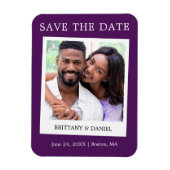 Instant Camera Style Foto Save the Date Lila Magnet (Vertikal)