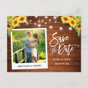 Instant Camera Style Holzblumen Save the Date Postkarte
