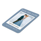 Instant Camera Style Save the Date Dusty Blue Magnet (Linke Seite)