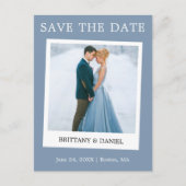 Instant Camera Style Save the Date Dusty Blue Postkarte (Vorderseite)