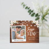 Instant Camera Wood Magnolias Rose Save the Date Postkarte (Stehend Vorderseite)