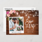 Instant Camera Wood Pink Blumenkästen Save the Dat Postkarte (Vorne/Hinten)