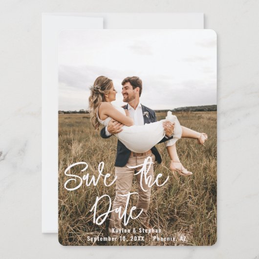 Instant Custom Script Personalisiert Foto Wedding Save The Date (Vorderseite)