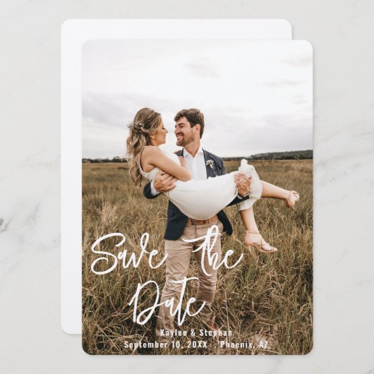 Instant Custom Script Personalisiert Foto Wedding Save The Date (Vorne/Hinten)