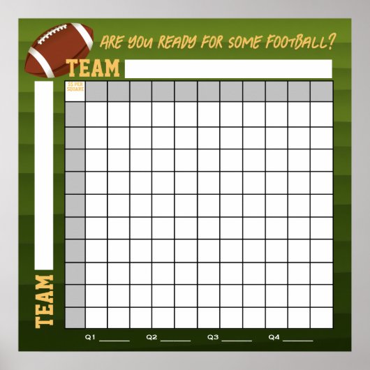 INSTANT DOWNLOAD Football Squares Betting Game Poster (Vorne)