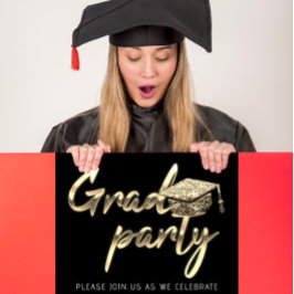 Instant Download Graduation Party Gold Schwarz-wei Einladung