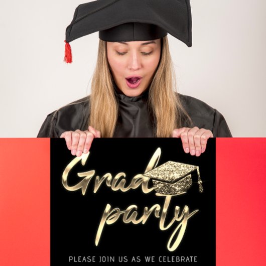 Instant Download Graduation Party Gold Schwarz-wei Einladung
