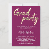 Instant Download Graduation Party Grad Berry Gold Einladung (Vorderseite)