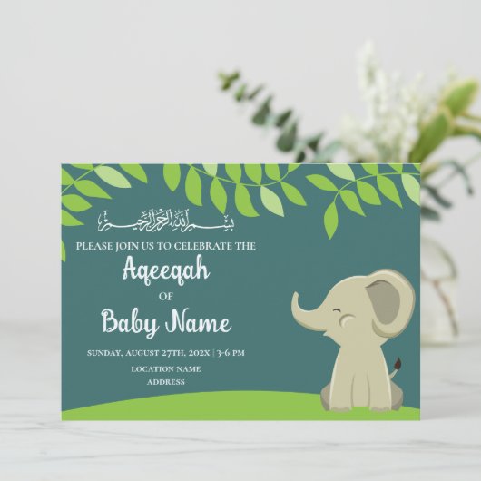 Instant-Editable Baby Aqeeqah Einladungskarte Einladung (Stehend Vorderseite)