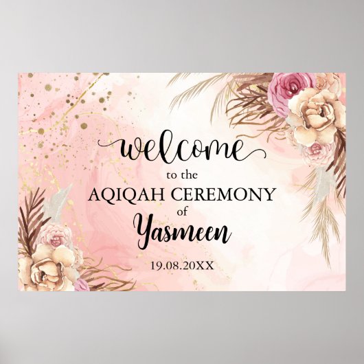 Instant Floral Aqiqah Aqeeqah Begrüßungszeichen Poster (Vorne)