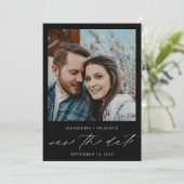 Instant Foto Black Chic Save the Date Einladung (Stehend Vorderseite)
