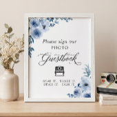 Instant Foto Gästebuch Sign Dusty Blue Floral
