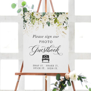 Instant Foto Gästebuch Signieren Weiße Rosen Blume