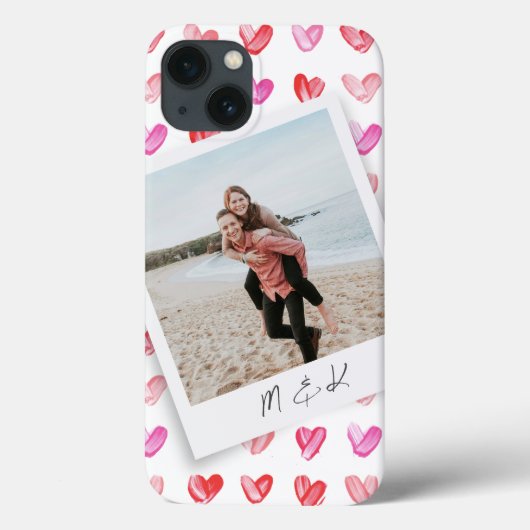 Instant Foto Hearts Monogramm Case-Mate iPhone Hülle (Rückseite)
