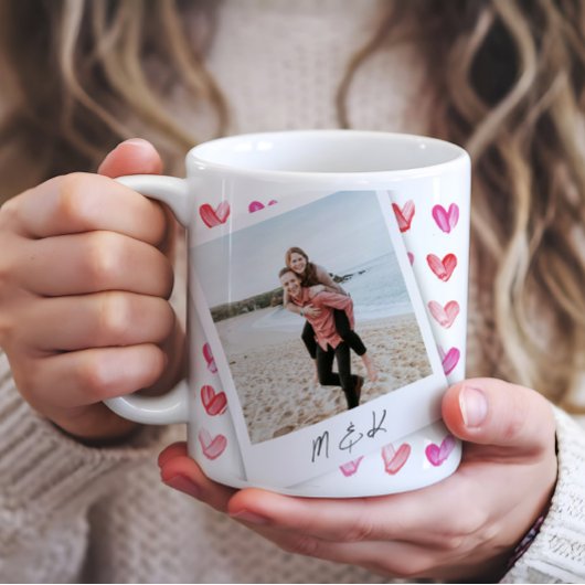 Instant Foto Hearts Monogramm Kaffeetasse