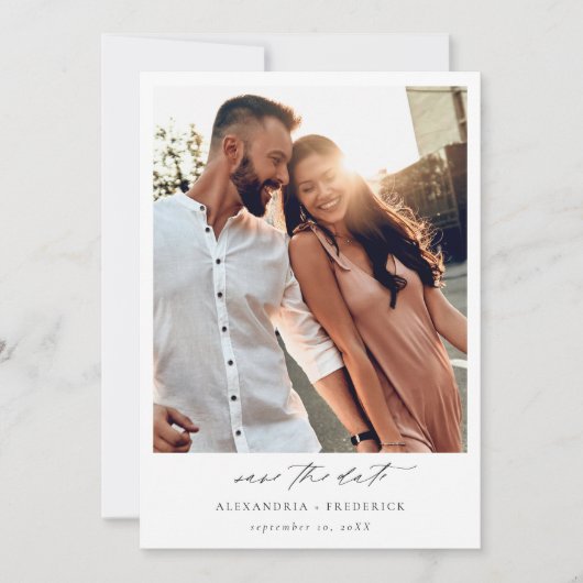 Instant Foto - Lange weiße Farbe Save the Date Einladung (Vorderseite)
