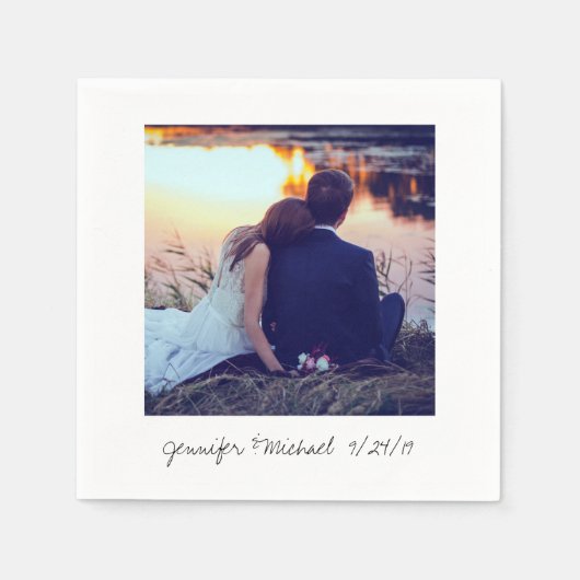 Instant Foto Look Foto Hochzeit Serviette (Vorderseite)