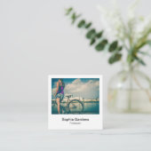Instant Foto Style - Cyclist Quadratische Visitenkarte (Stehend Vorderseite)