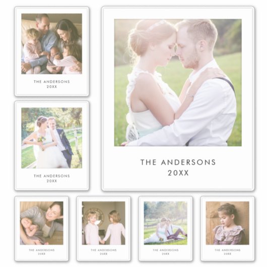 Instant Foto Style Multi Size Square Foto Aufkleber (Vorderseite)