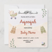 Instant Modern Boho Aqeeqah Aqiqah Invite Card Einladung (Vorderseite)