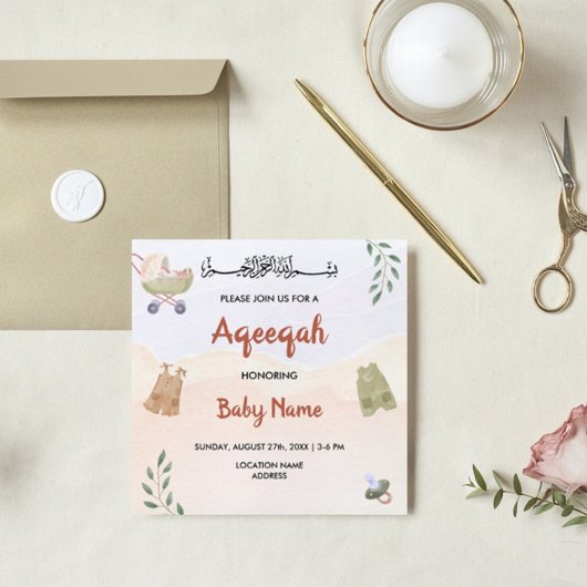 Instant Modern Boho Aqeeqah Aqiqah Invite Card Einladung