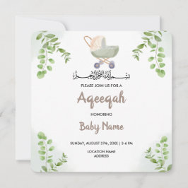 Instant Modern Chic Aqeeqah Aqiqah Invite Card Einladung
