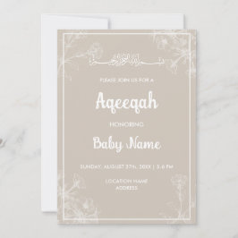 Instant Modern Floral Aqeeqah Aqiqah Einladung